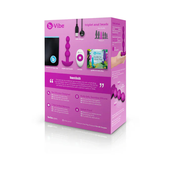 b-Vibe Triplet Rechargeable Remote-Controlled Vibrating Anal Beads Plug